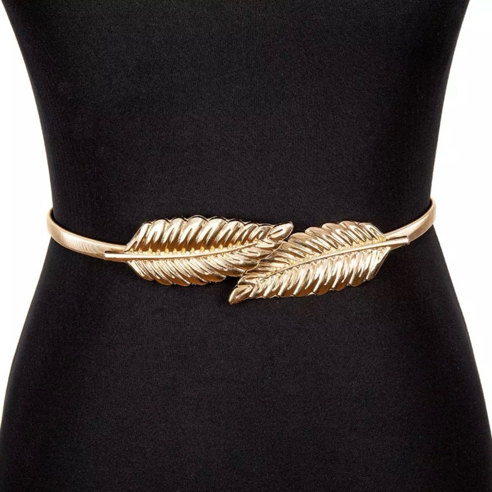 Greek Goddess Gold Leaf Stretchy Elastic Belt Size 29.5 in